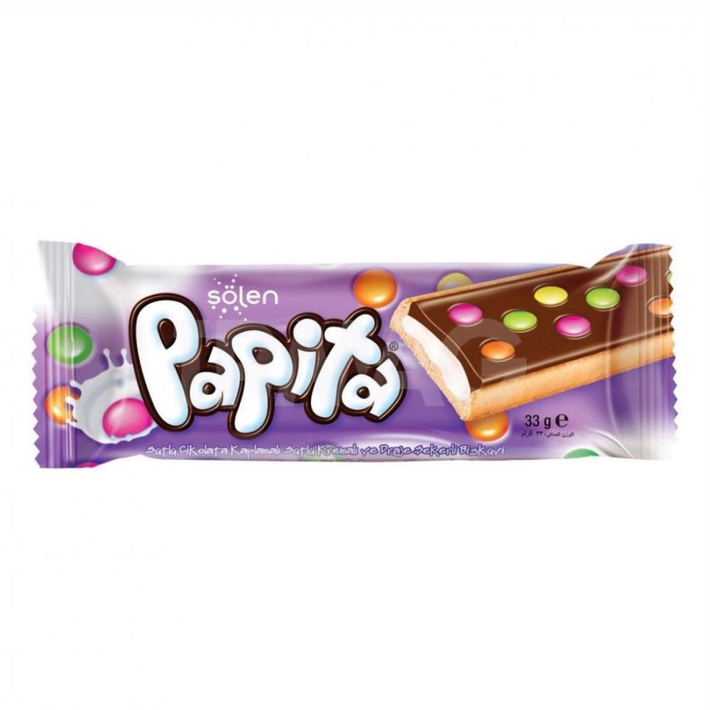 Baton Papita MLECZNA Ciastko z Drażetkami Solen 33g
