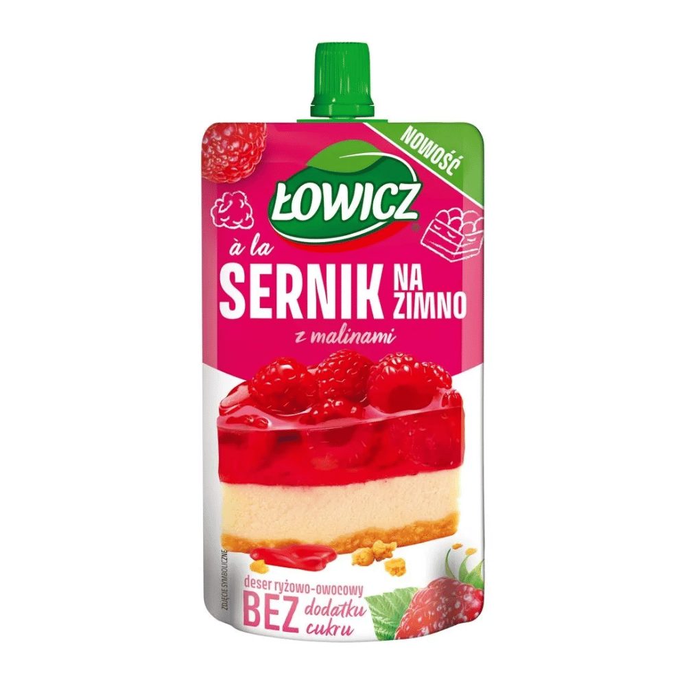 Łowicz Deser ryżowo-owocowy a'la sernik na zimno z malinami 100 g