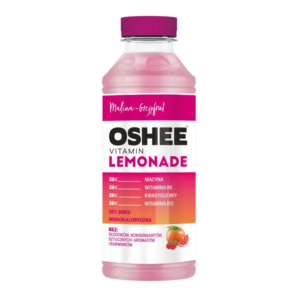 Napój OSHEE Vitamin Lemonade malina - grejpfrut 555 ml